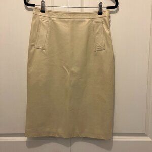Gucci 100% Leather Pencil Skirt in Ecru, Lined in Silk